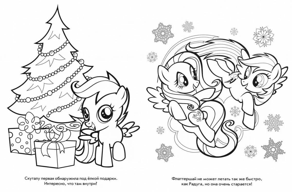 Awesome Christmas pony coloring page