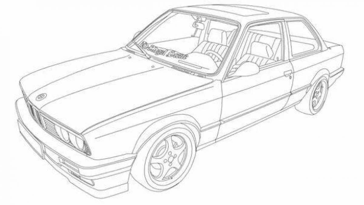 Coloring book glowing bmw e34