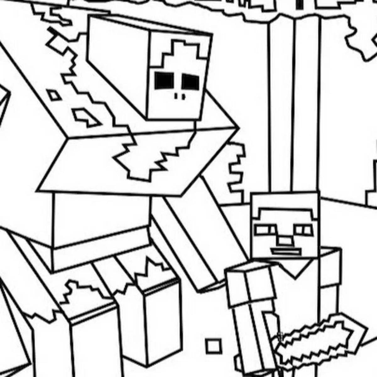 Уникальная страница раскраски minecraft с головой сирены