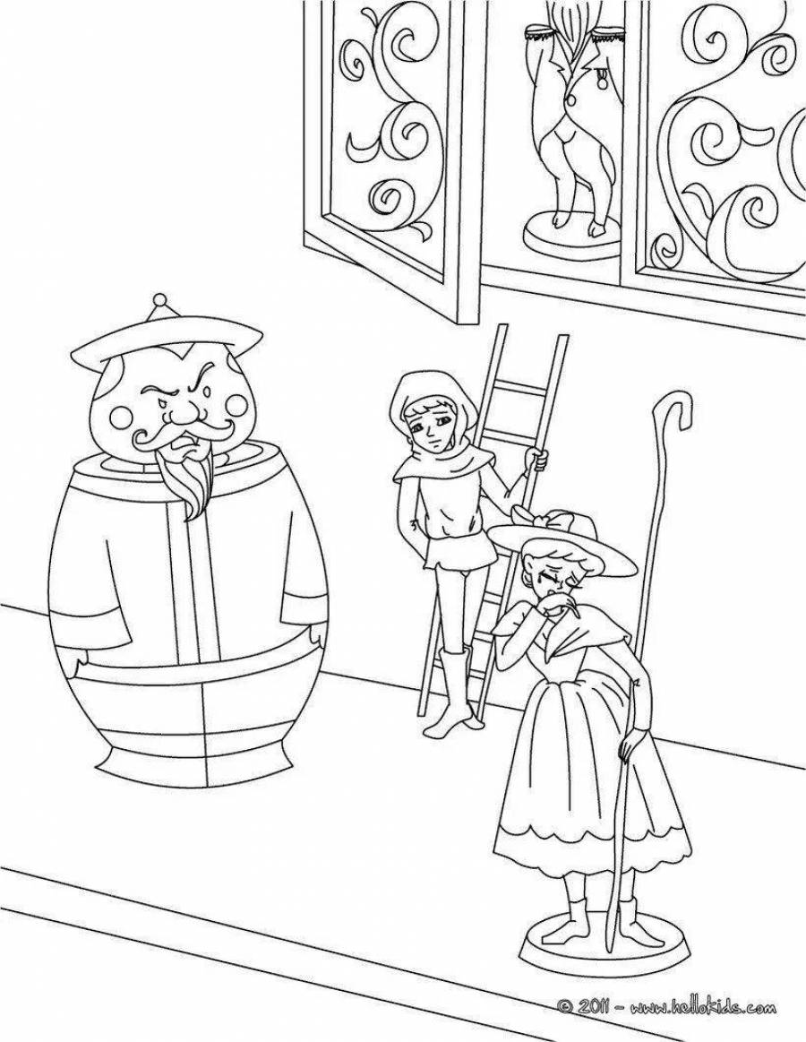 Раскраска по сказке Андерсена пастушка и трубочист