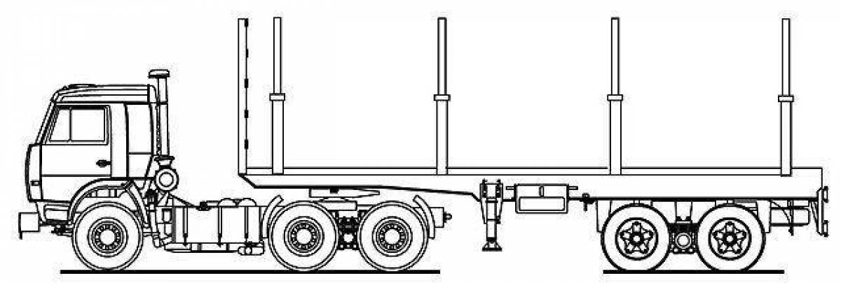 Как нарисовать лесовоз с прицепом
