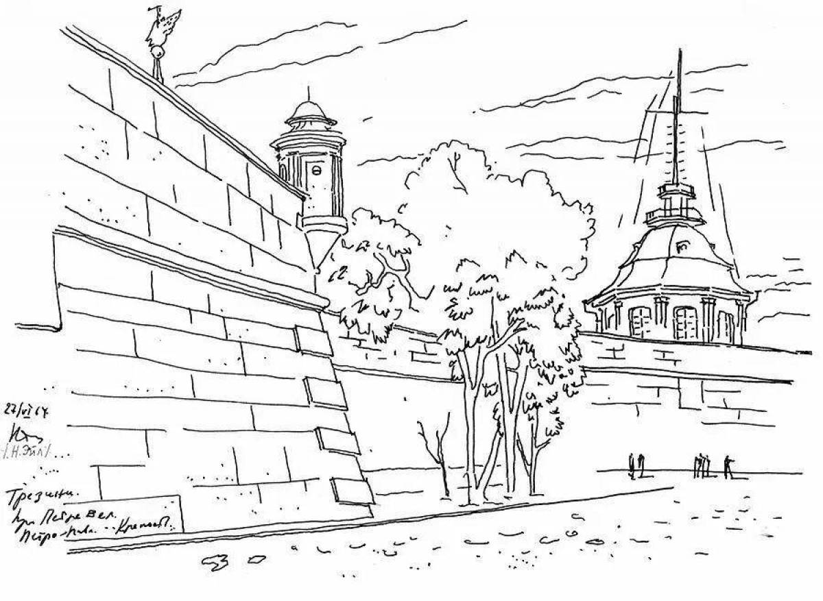 Петропавловская крепость раскраска для детей