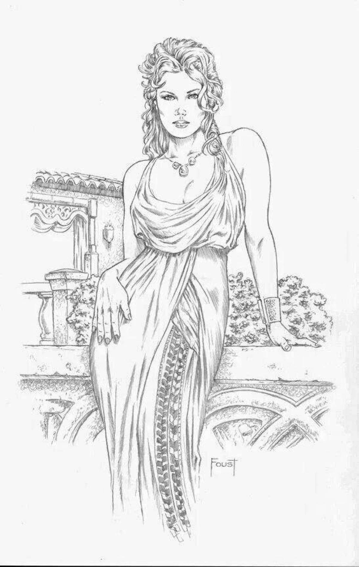 Богиня Афродита древней Греции карандашом