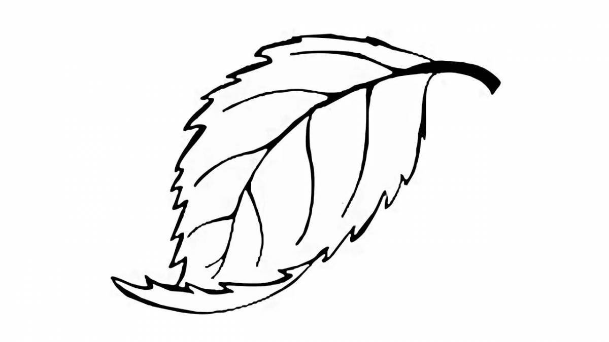 Glitter birch leaf coloring page