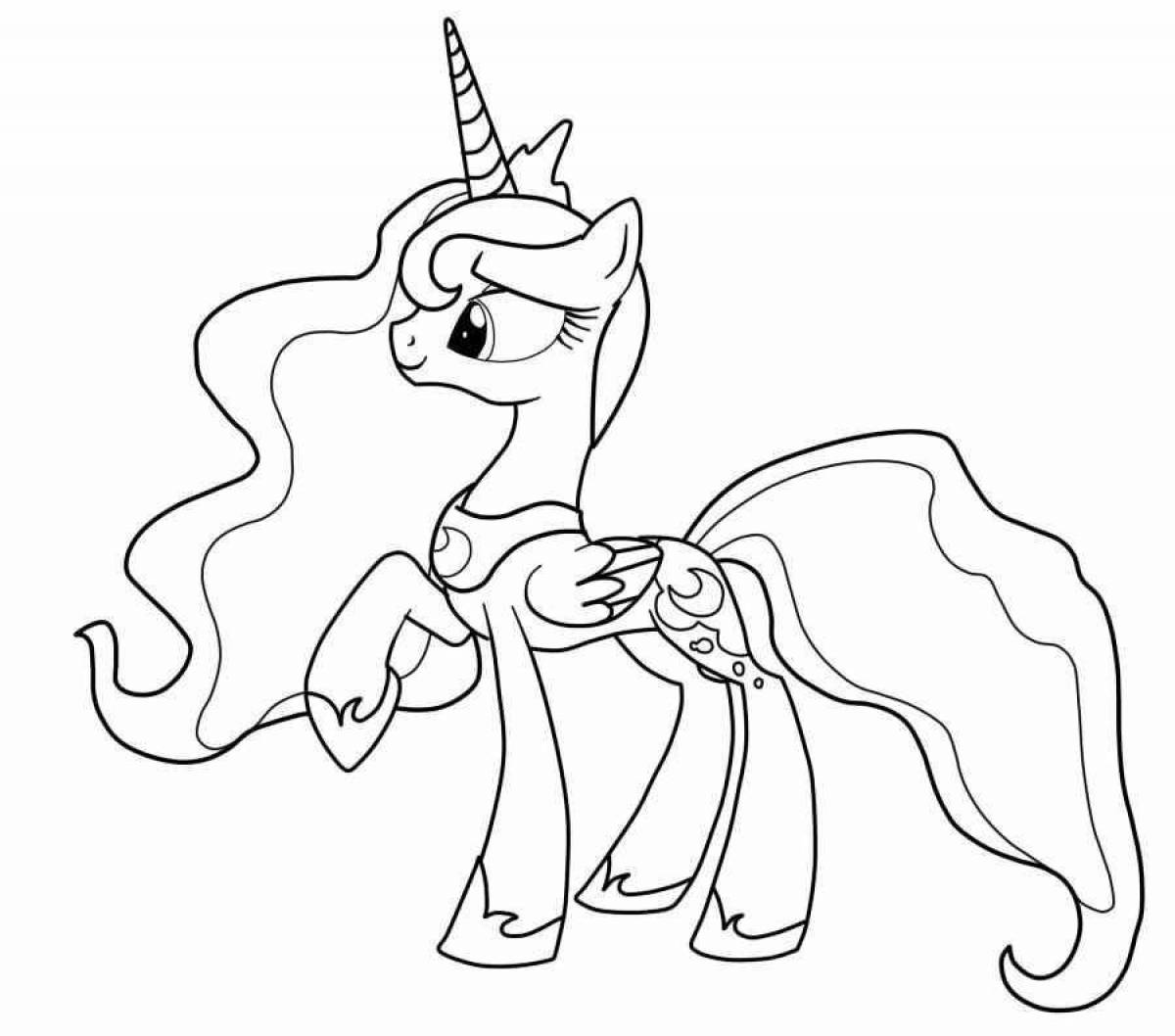 Joyful coloring pony princess