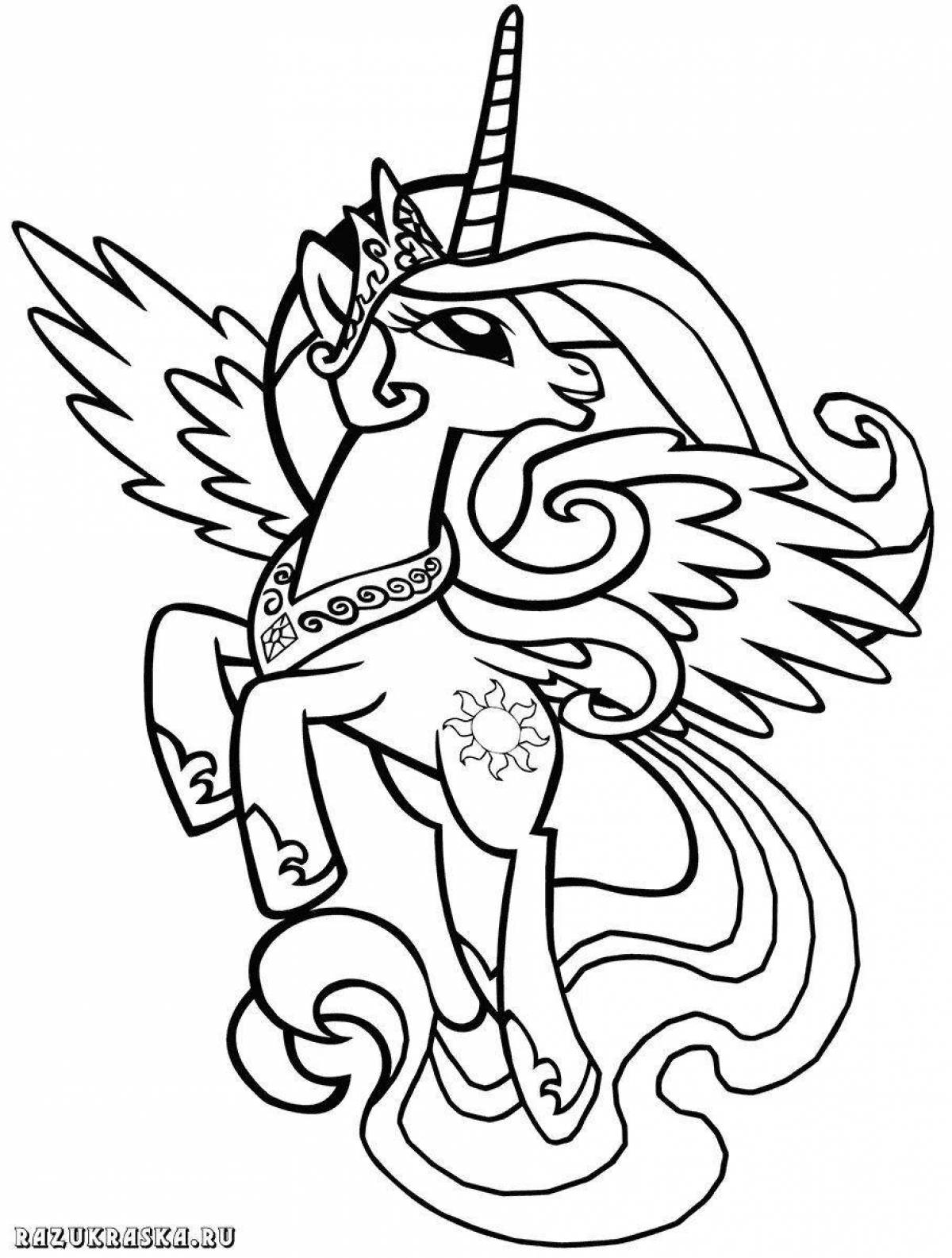 Сказочная раскраска пони принцесса