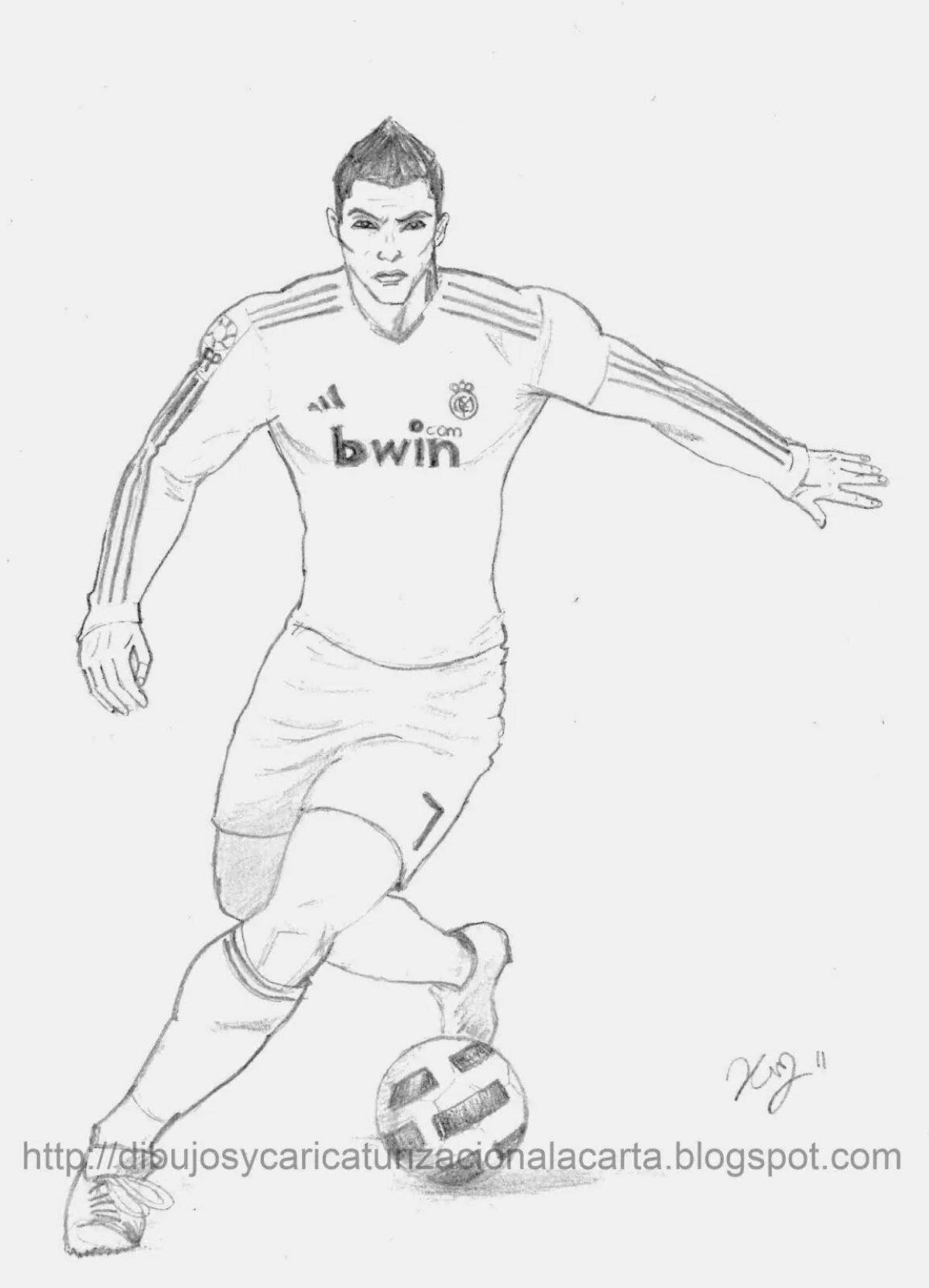 Animated football player ronaldo coloring page