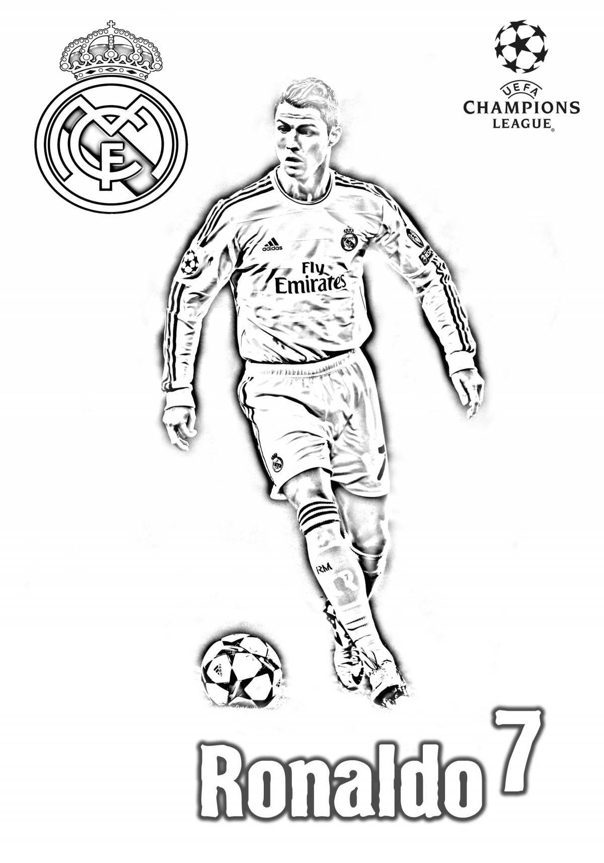 Coloring page energetic football player ronaldo