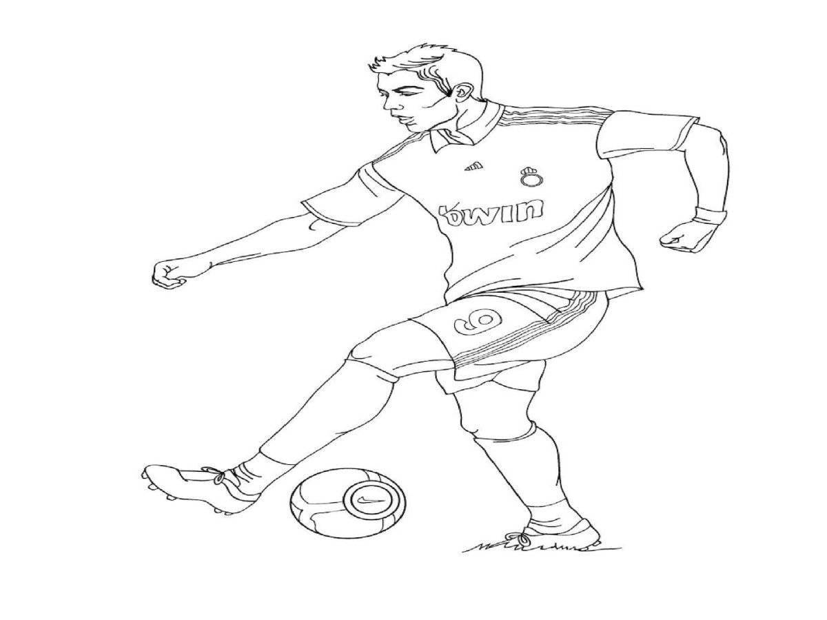 Coloring page exciting football player ronaldo