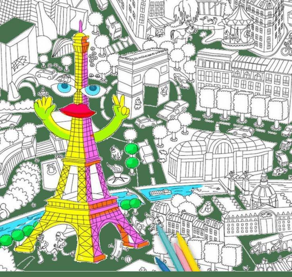 Exciting city anti-stress coloring book