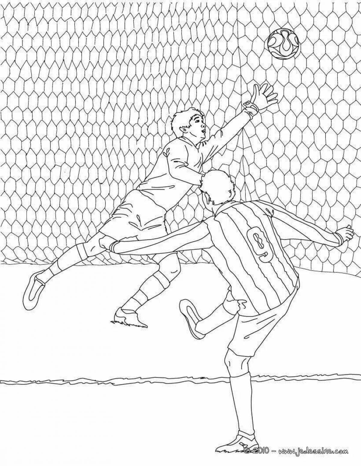 Colorful football goalkeeper coloring page