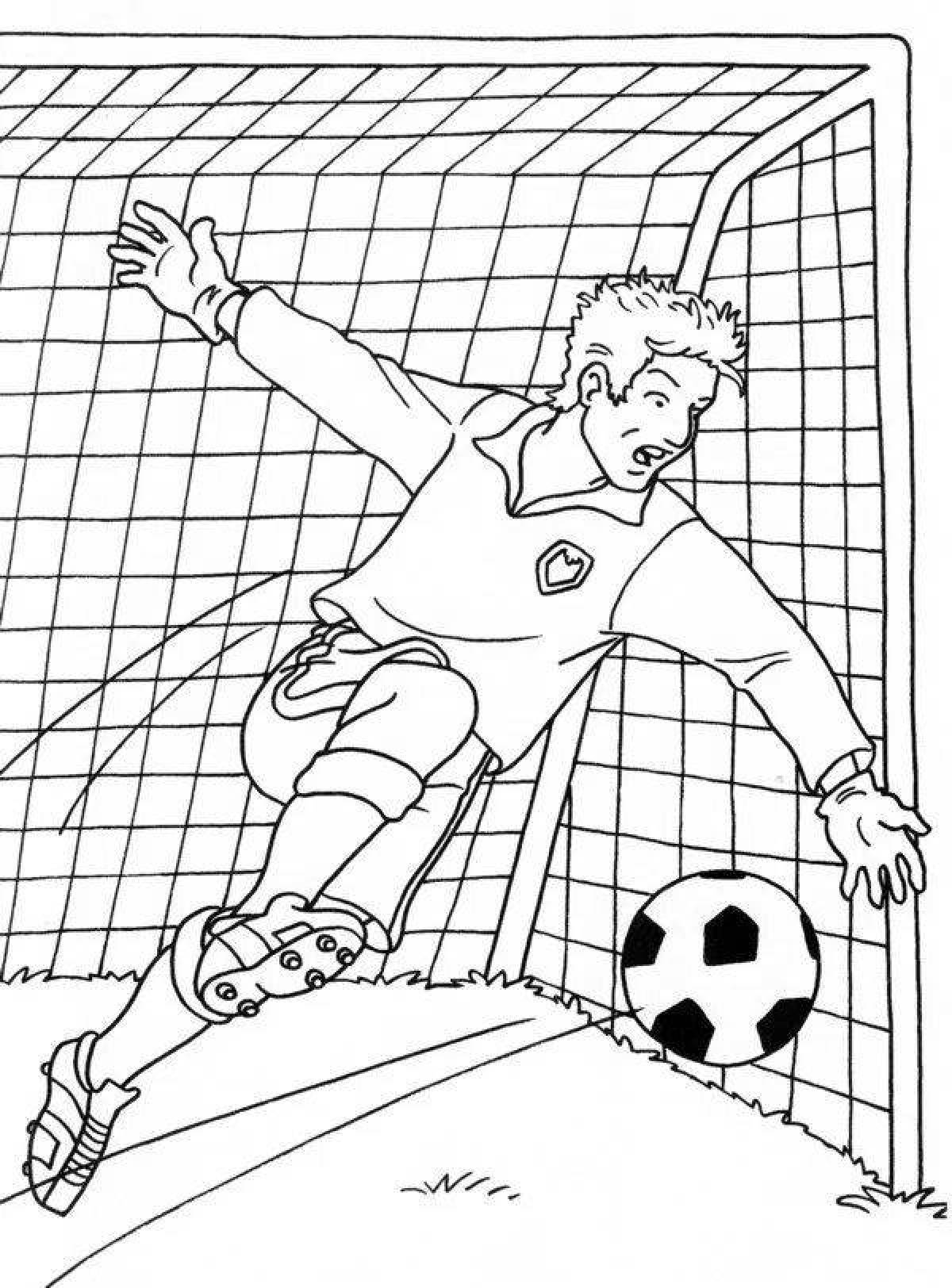 Coloring page happy football goalkeeper