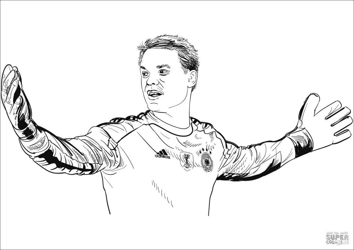 Coloring page funny football goalkeeper