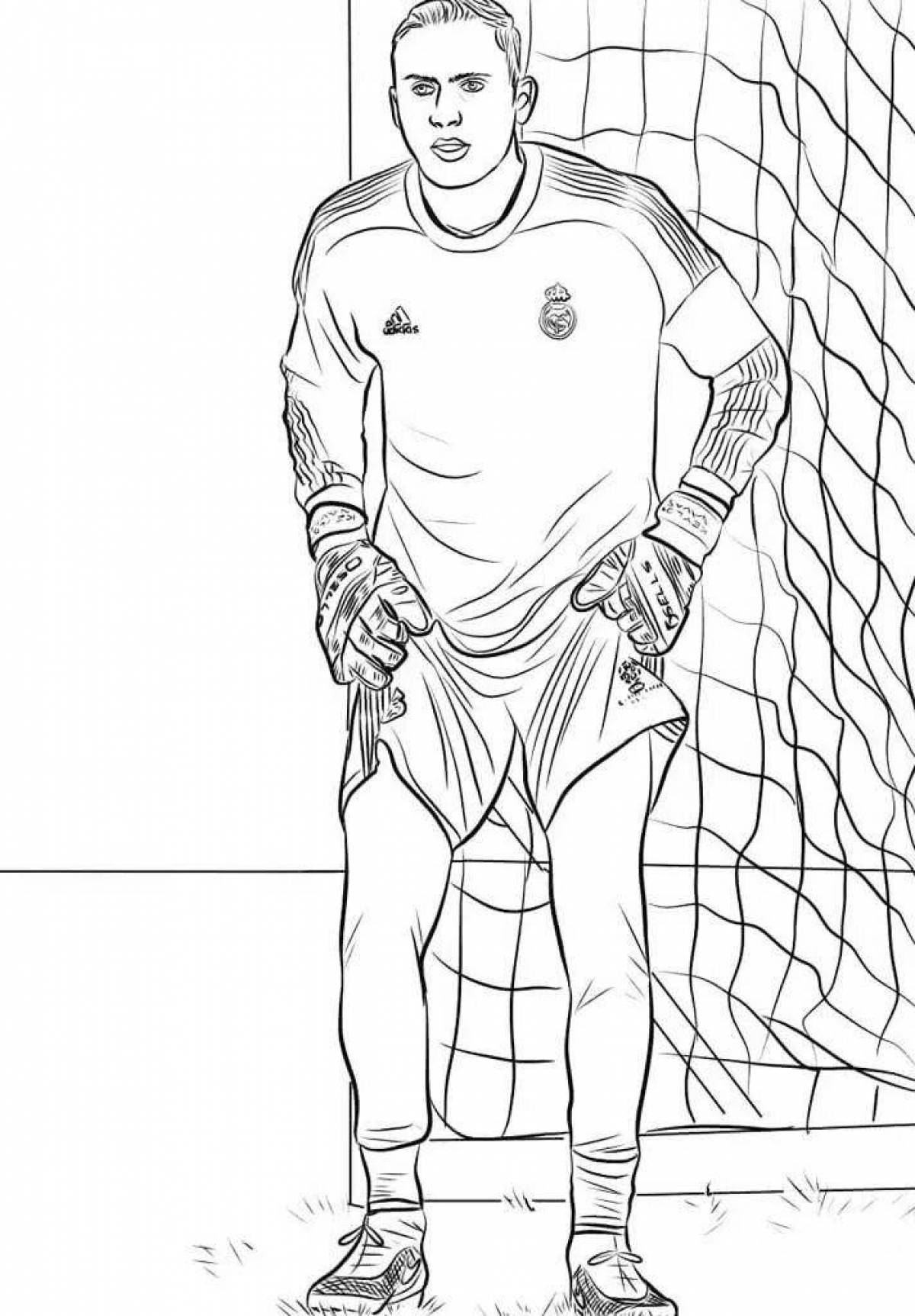 Dynamic football goalkeeper coloring page
