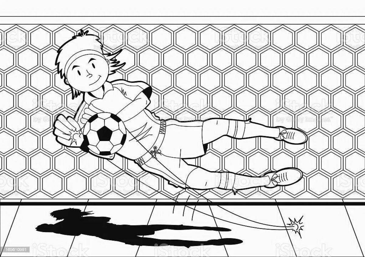Crazy football goalkeeper coloring page