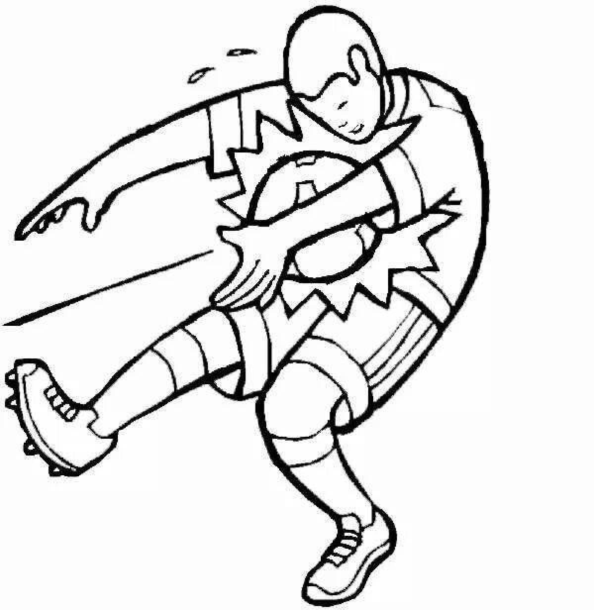 Glowing football goalkeeper coloring page