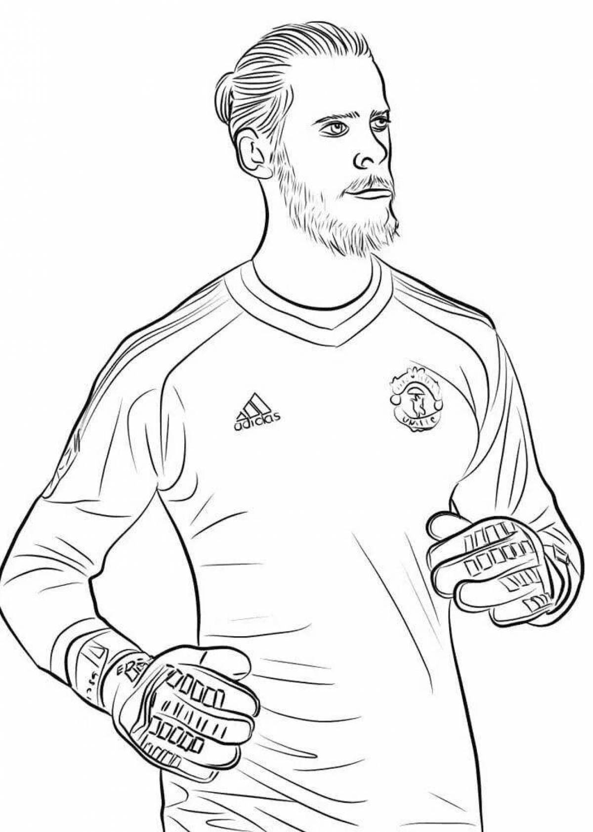 Violent football goalkeeper coloring page
