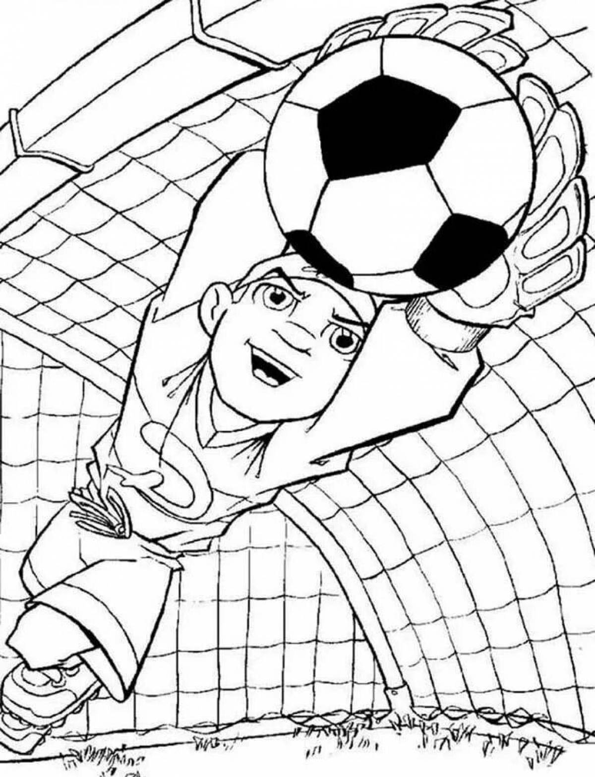Coloring page of a fascinating football goalkeeper