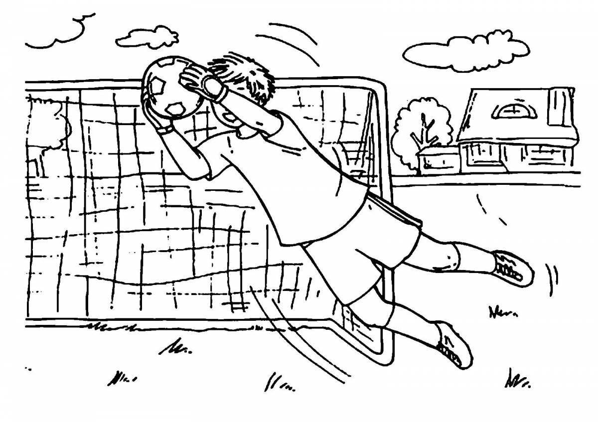 Coloring page cute football goalkeeper