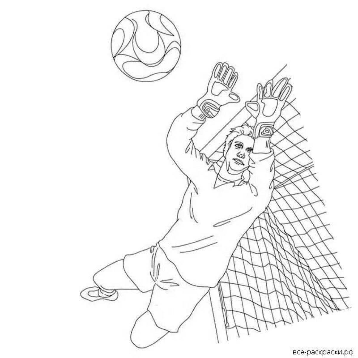 Witty football goalkeeper coloring page