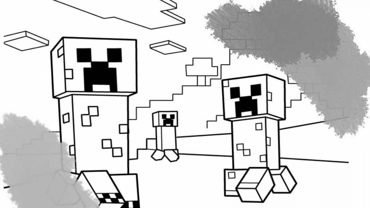 Colorful minecraft coloring page by cells