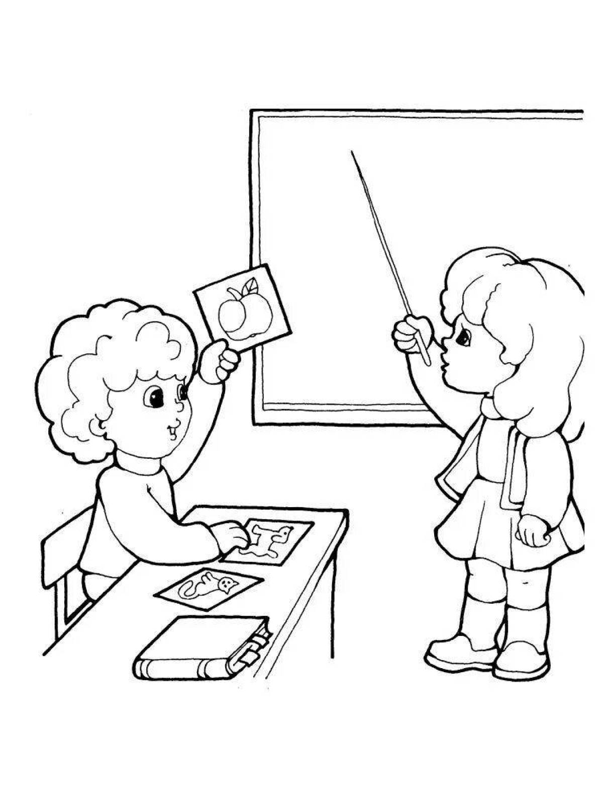 Glowing school coloring page
