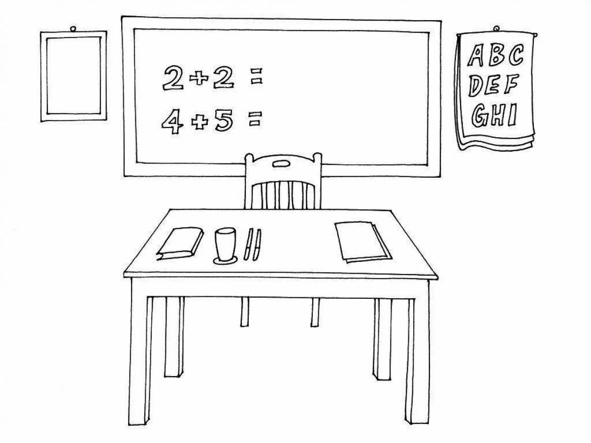 Animated classroom coloring page