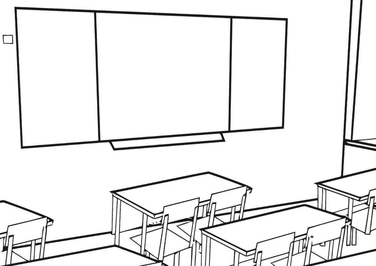 Exciting class scene coloring page