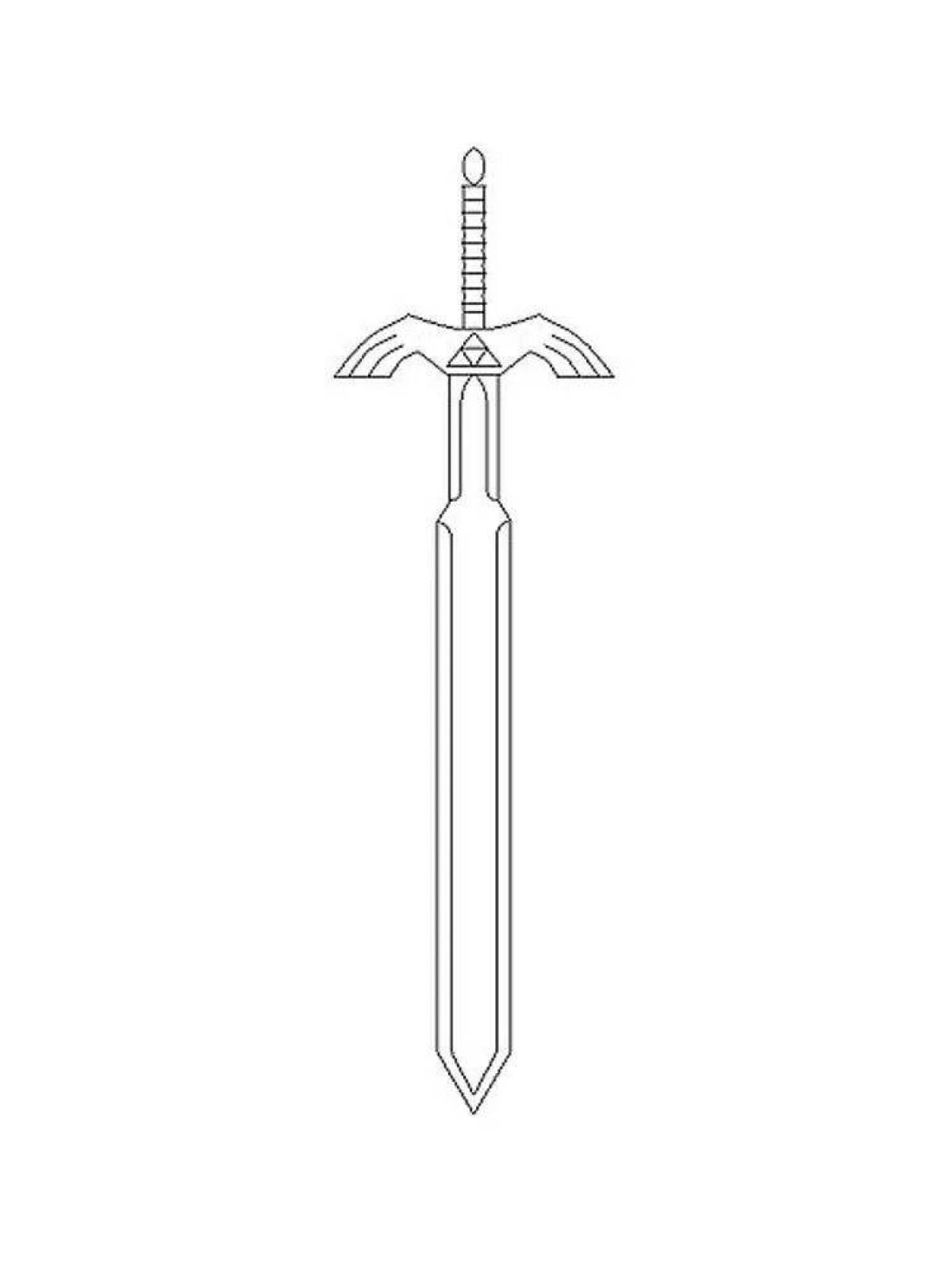 Яркая страница раскраски меча для детей