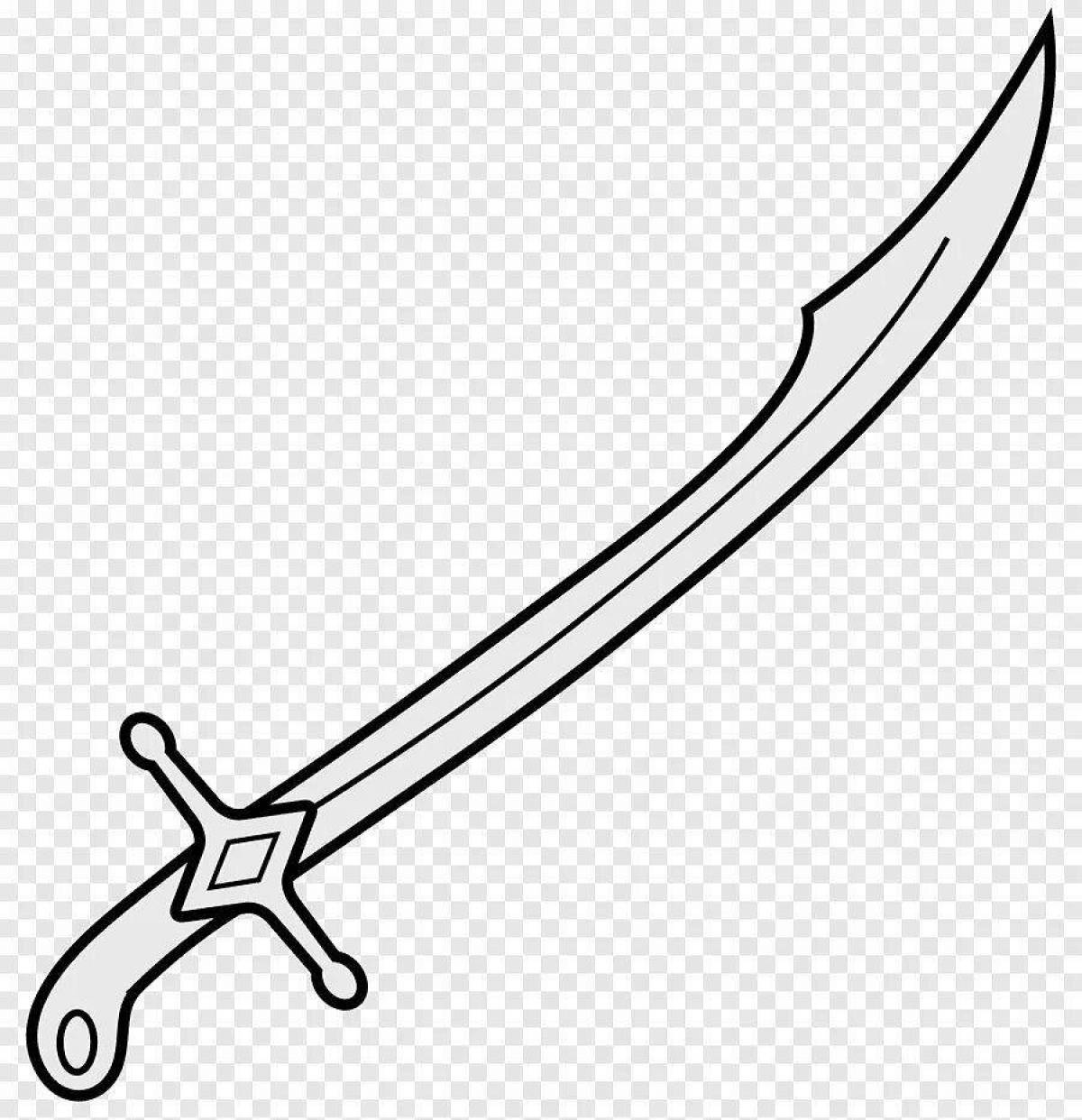 Раскраска величественный меч для детей