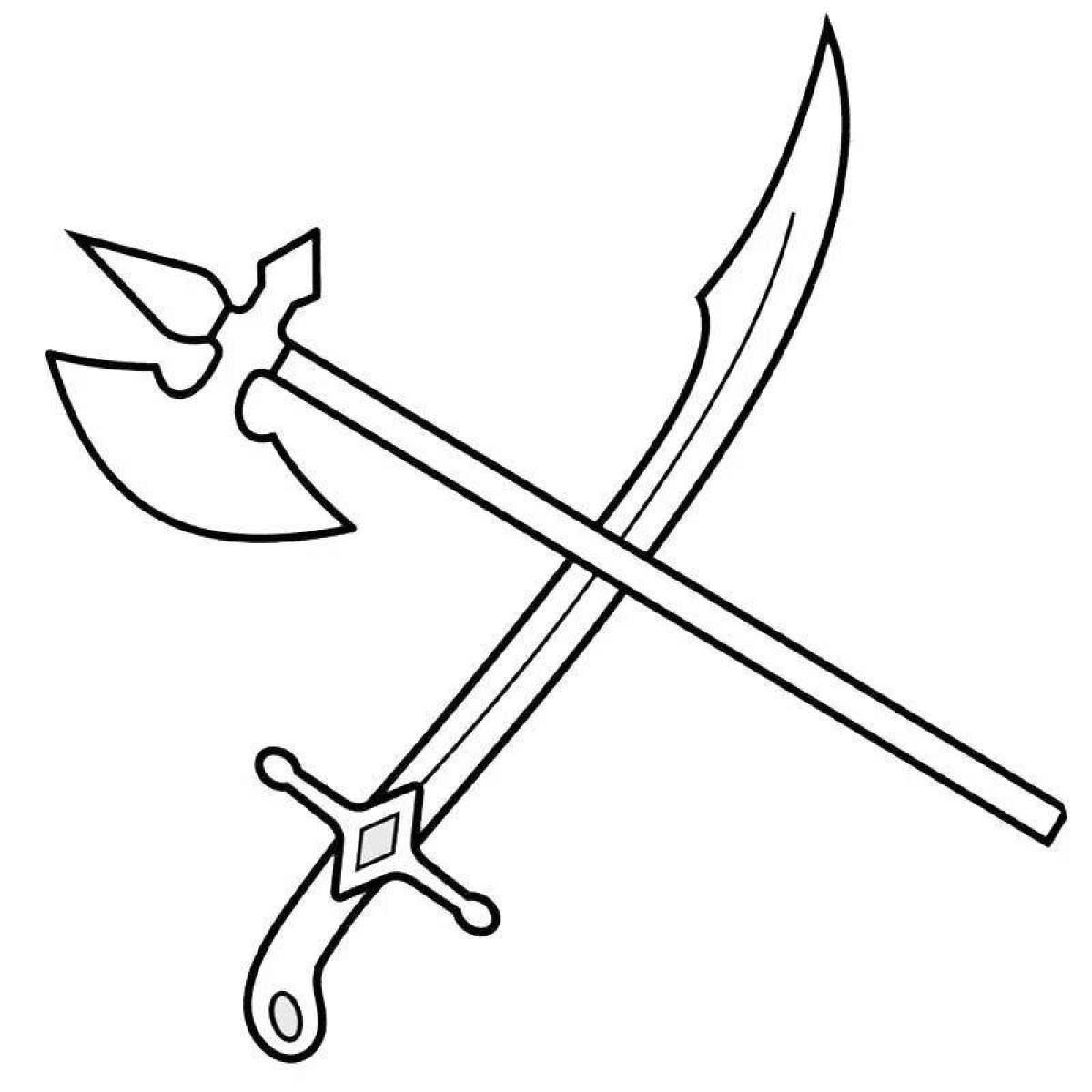 Shiny sword coloring book for kids