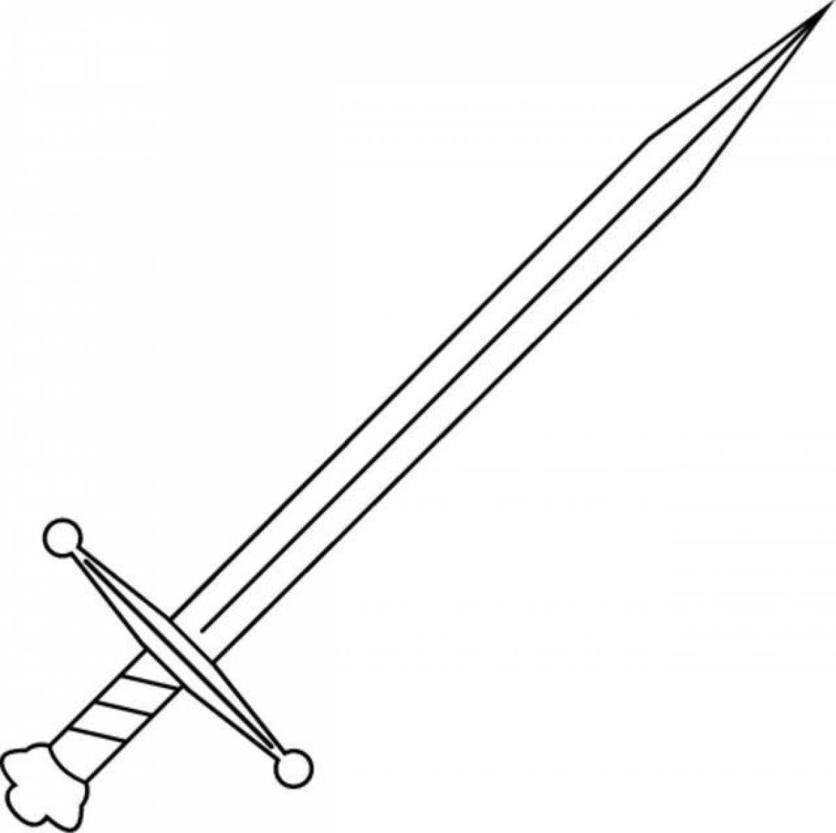 Инновационная страница раскраски меча для детей