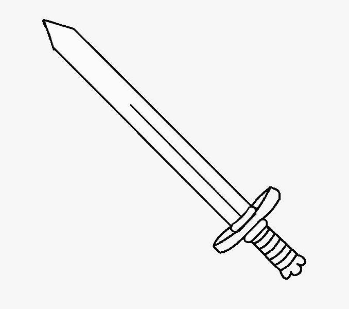 Уникальная страница раскраски меча для детей
