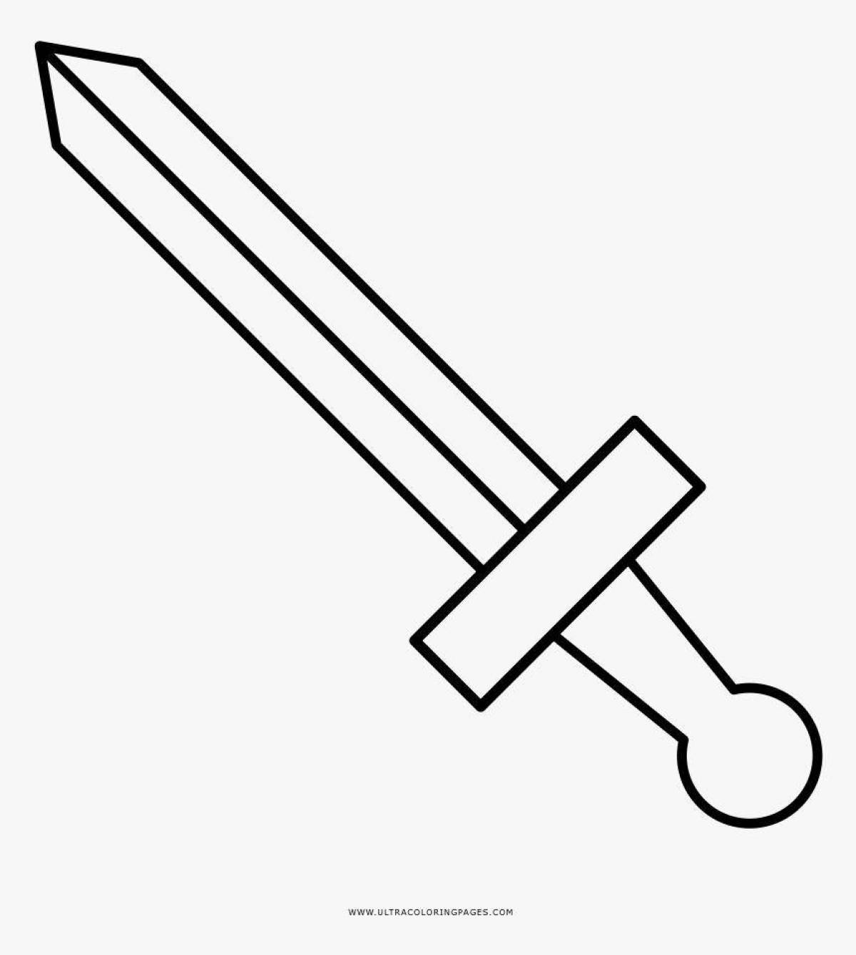 Привлекательная страница раскраски меча для детей