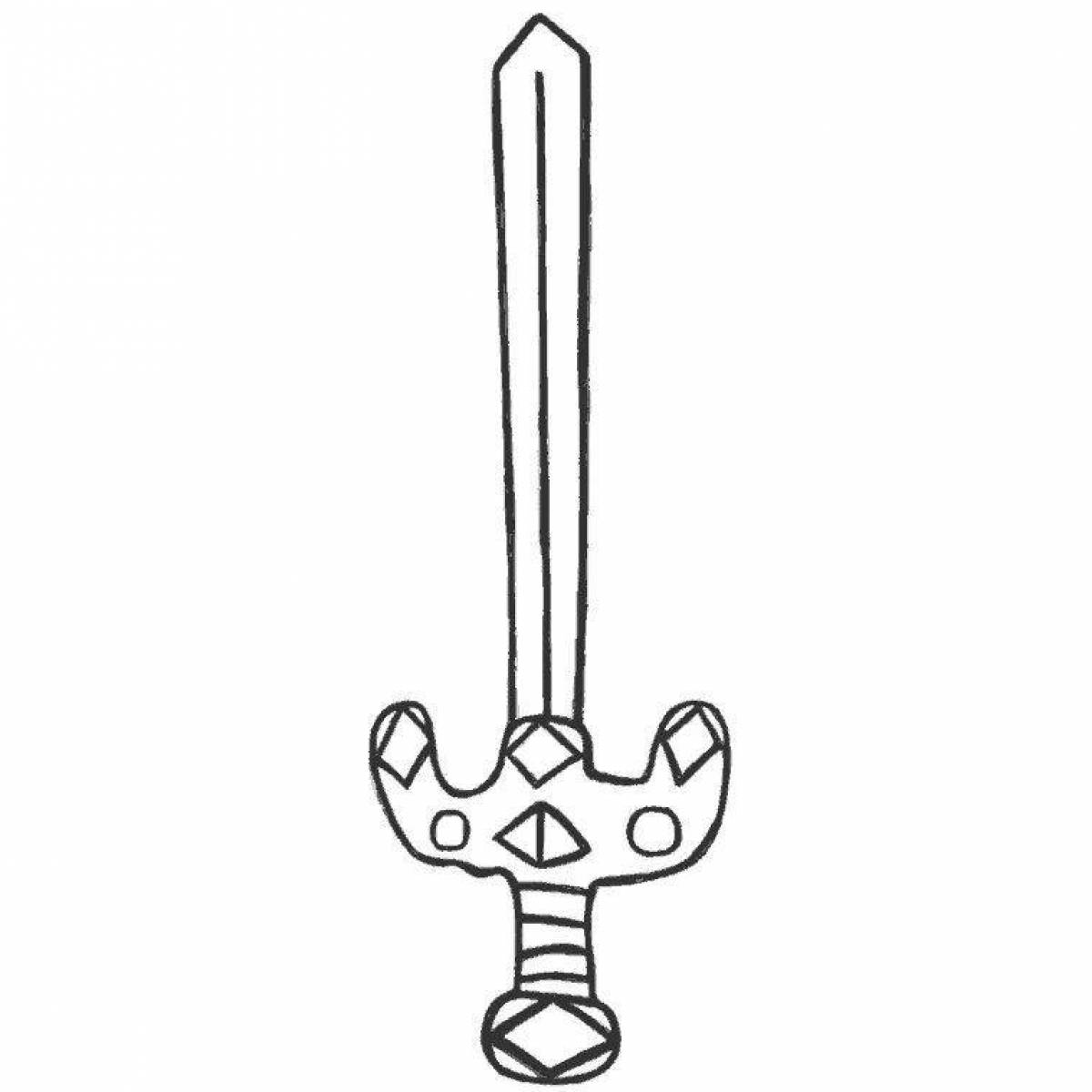 Dramatic sword coloring page for kids