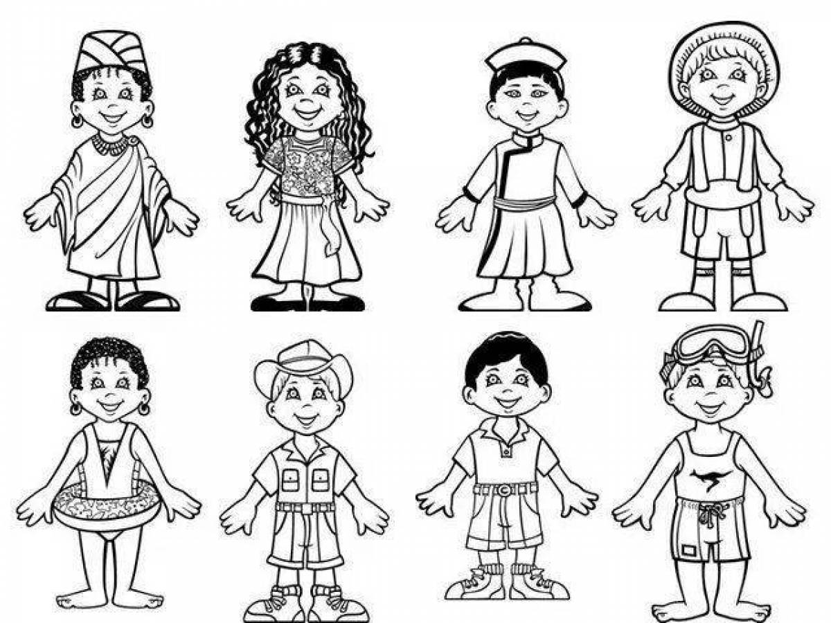 Animated coloring pages people for kids