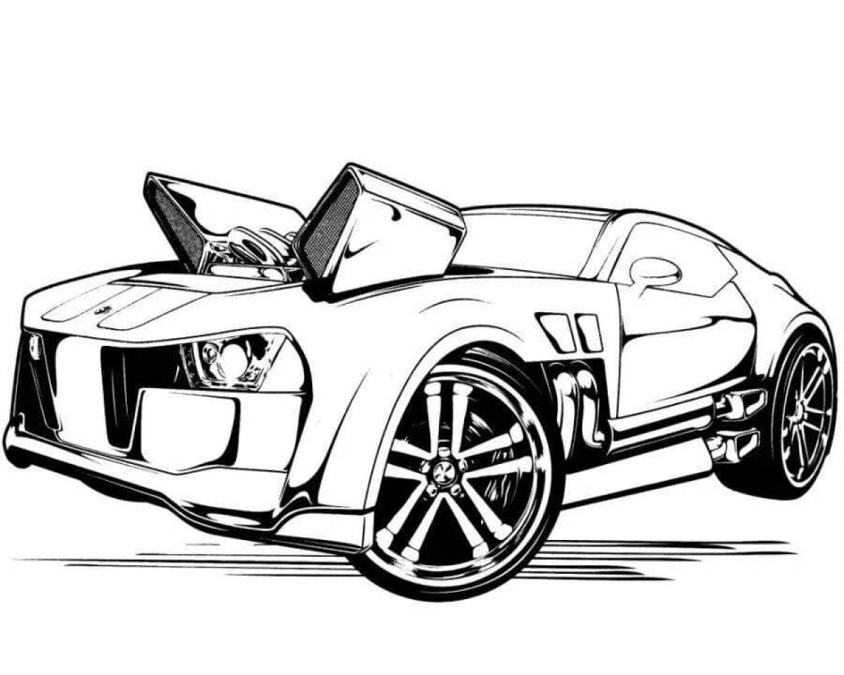 Colorful hot wheels coloring page