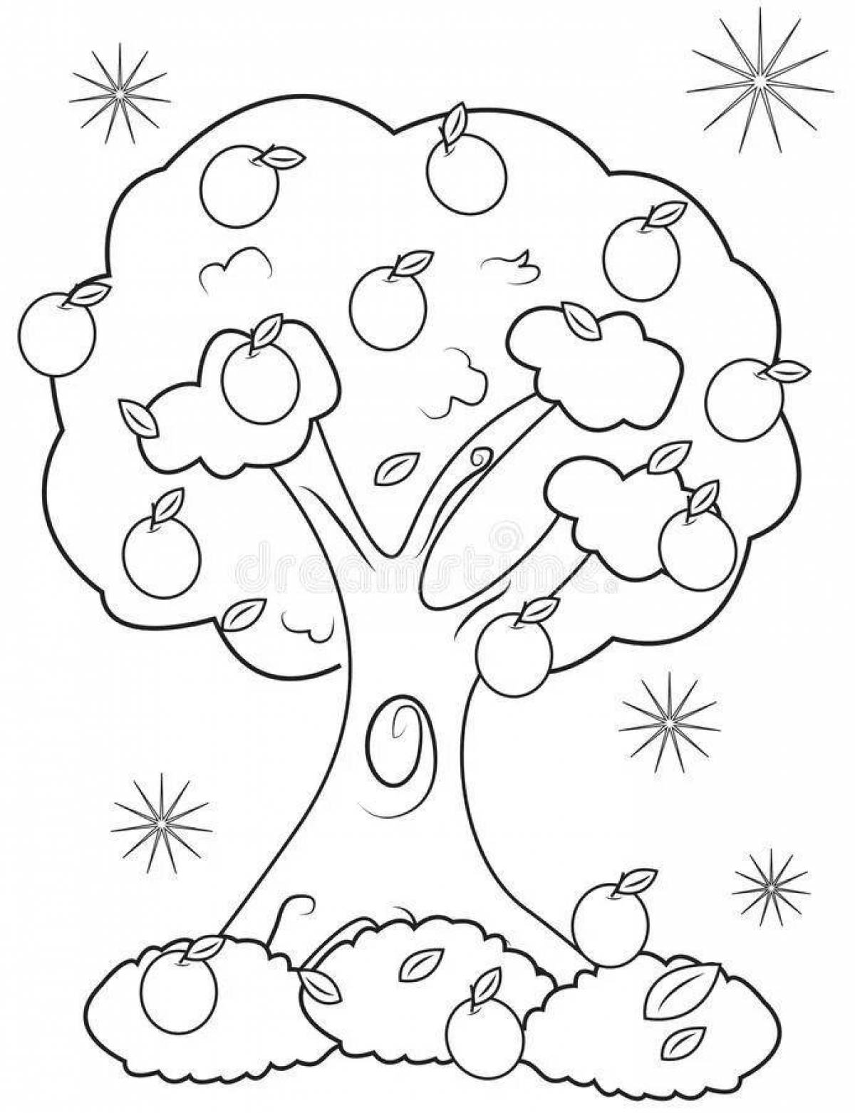 Live coloring tree with apples