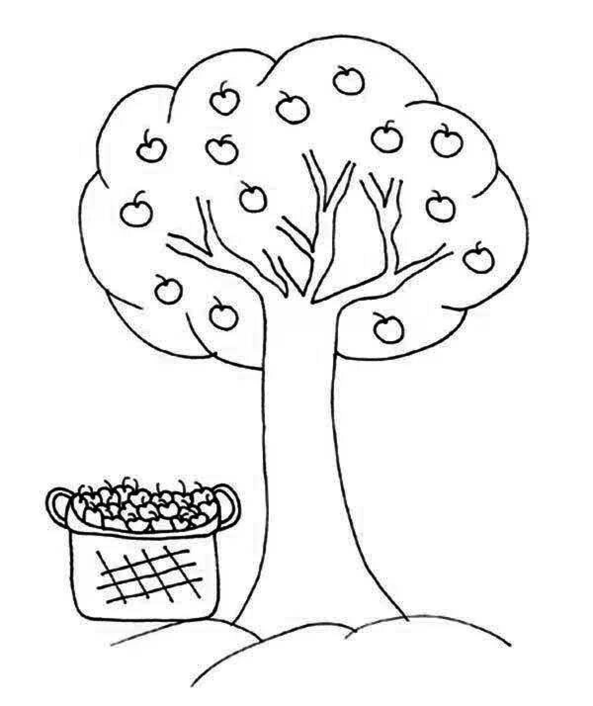 Animated coloring tree with apples