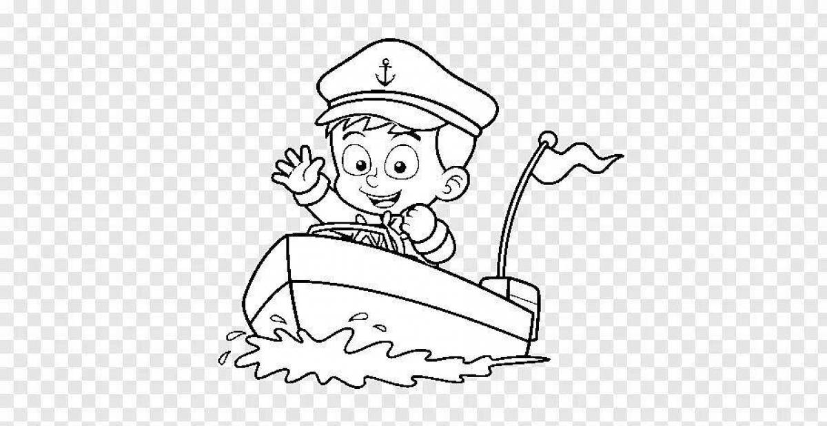 Colorful sailor adventure coloring pages for kids