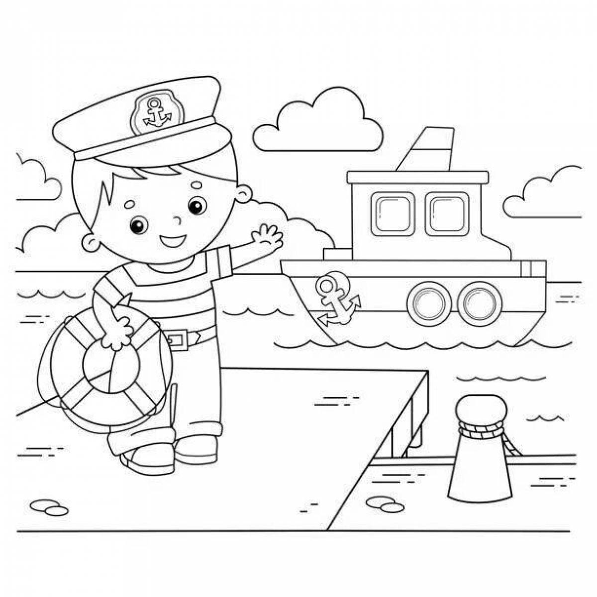Colorful-sailor-voyage sailor coloring book for kids
