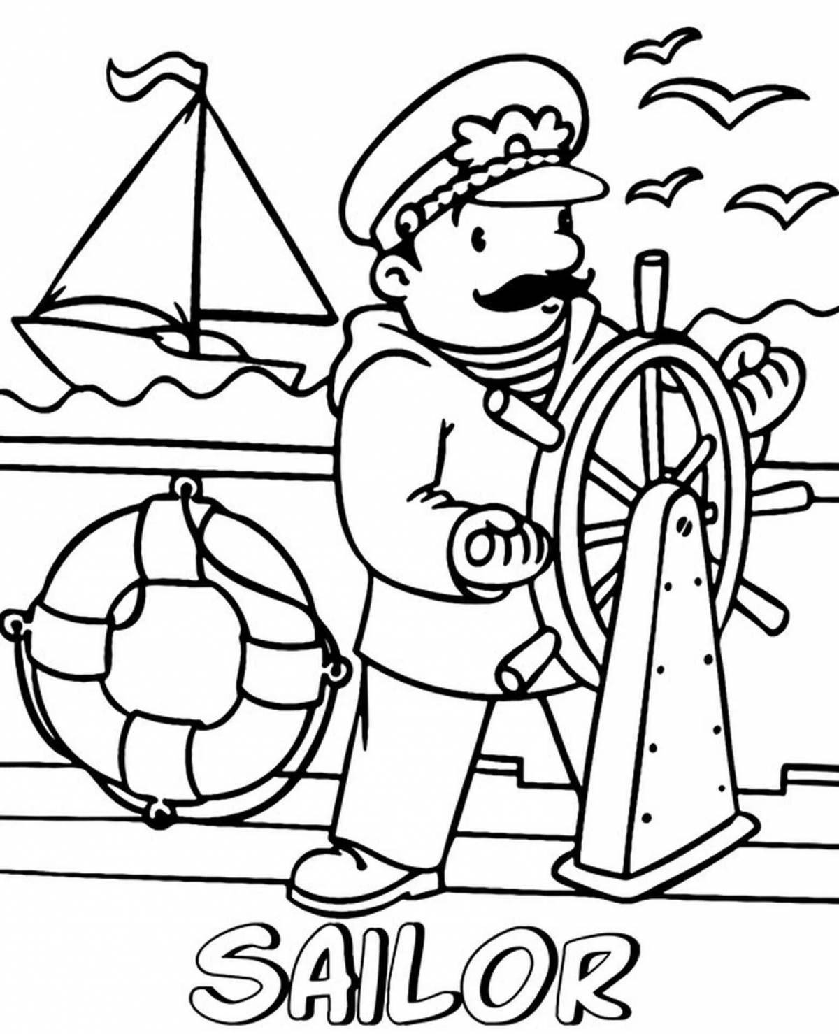 Colorful-sailor-image sailor coloring book for kids