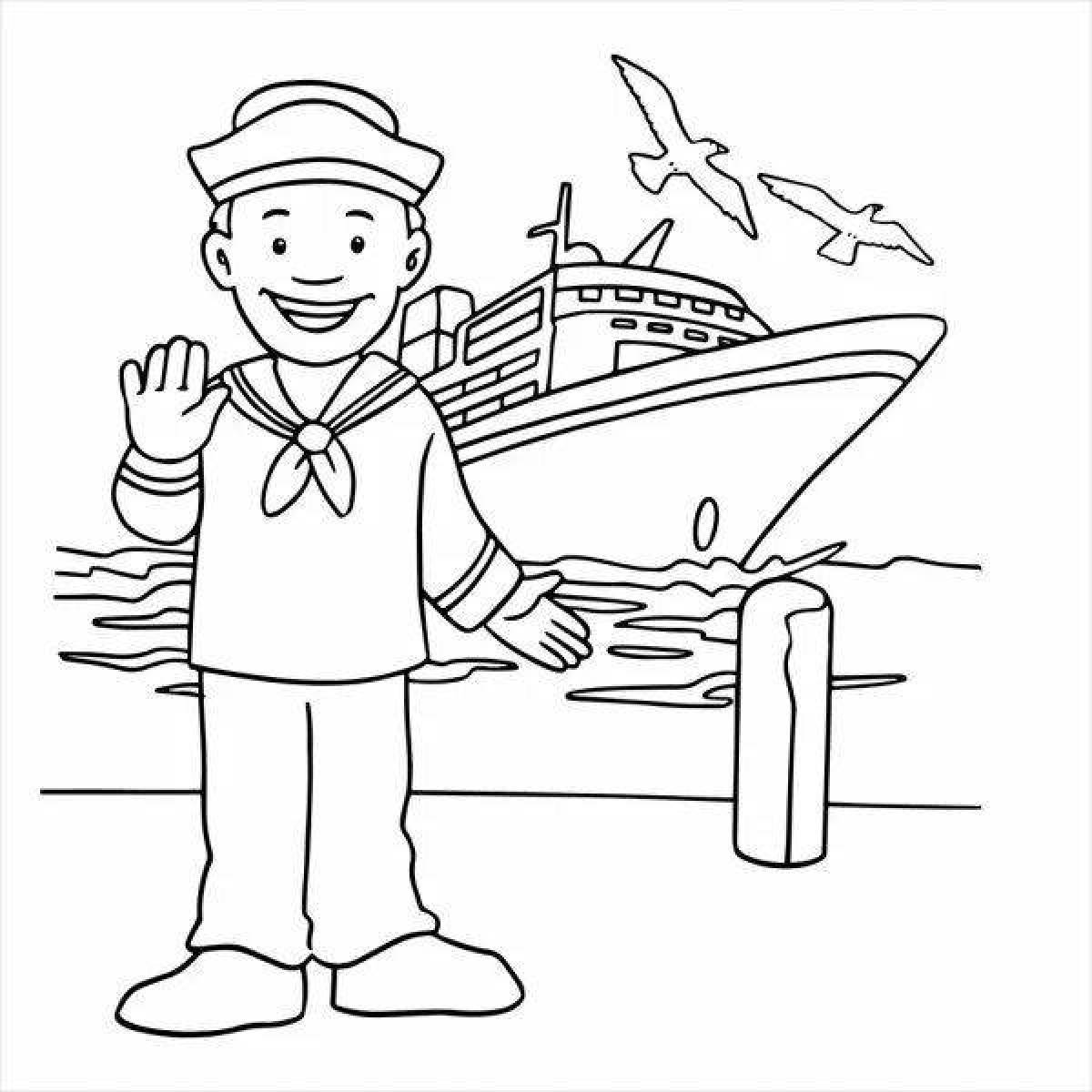 «Моряк» бесплатная раскраска для детей - мальчиков и девочек