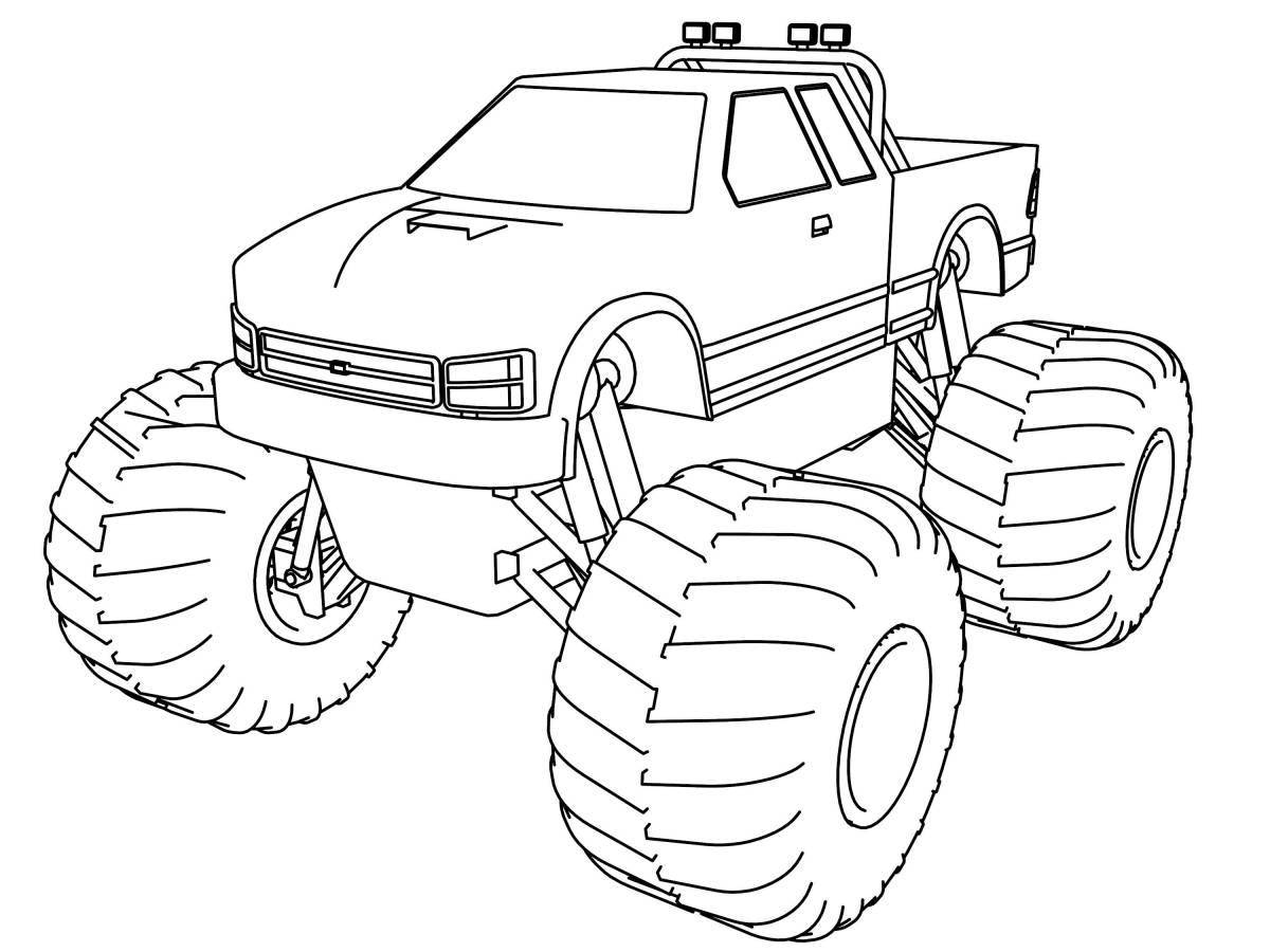Cop Monster Truck Vibrant Coloring Page