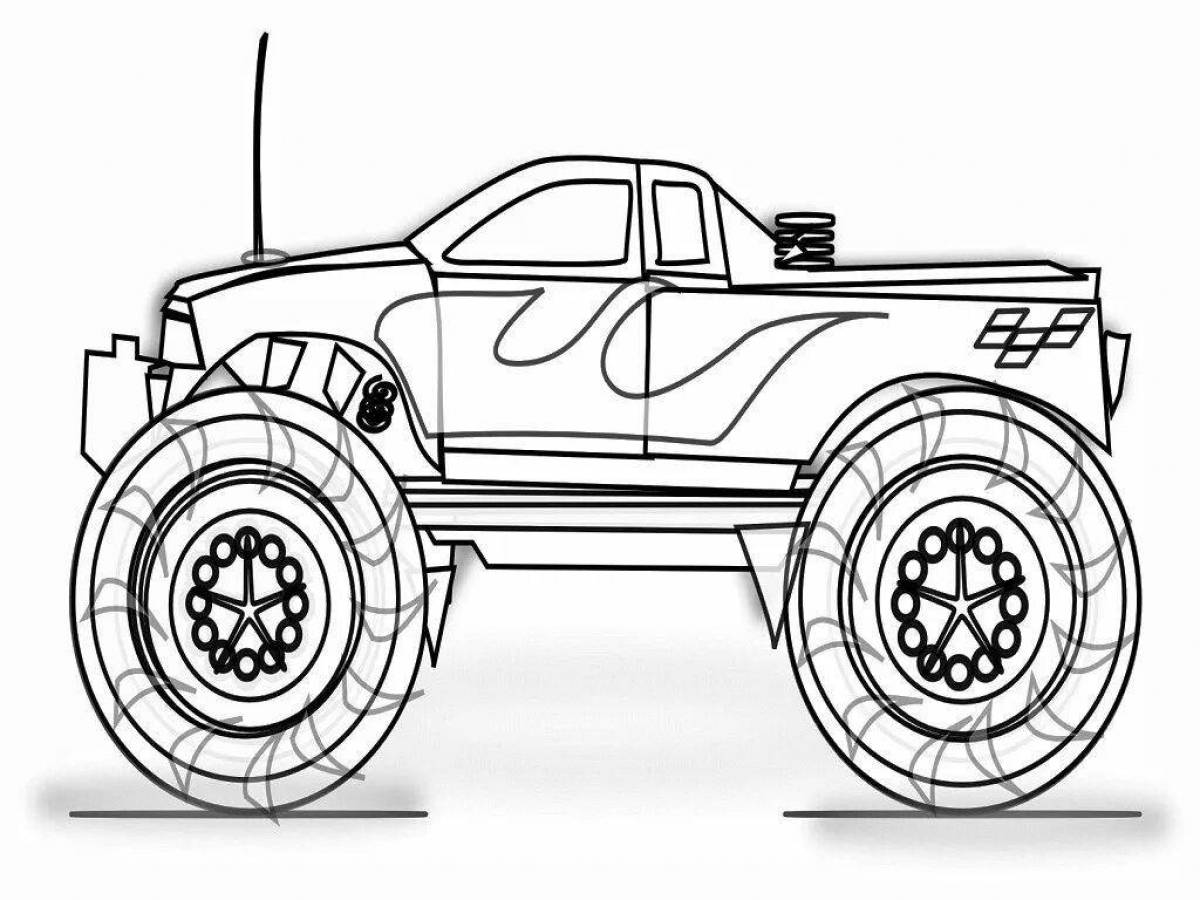 Coloring page for bright police monster truck