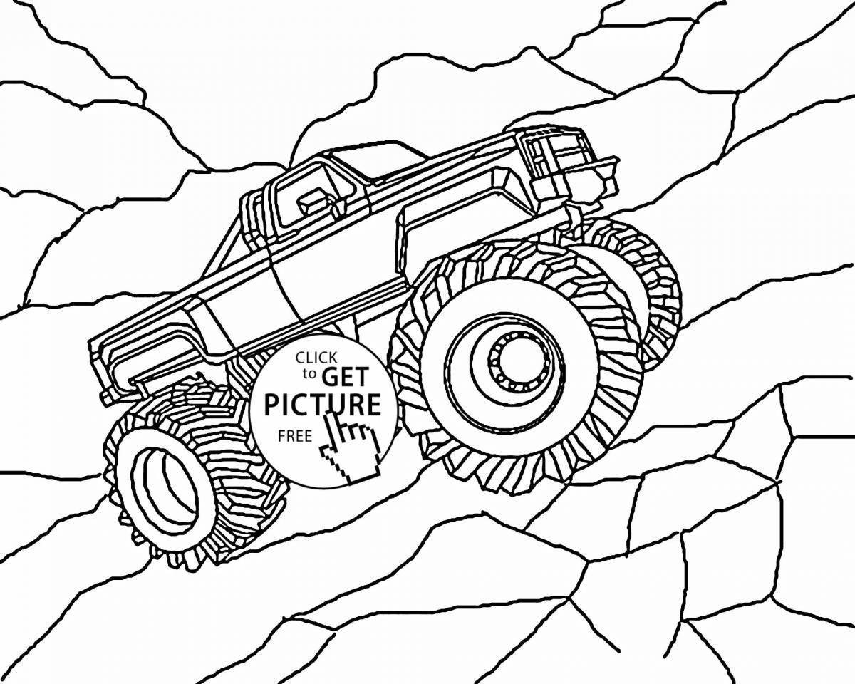 Police monster truck shiny coloring book