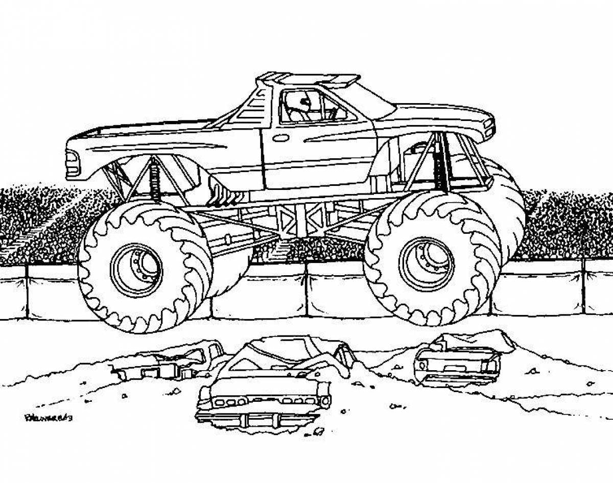 Adorable police monster truck coloring page