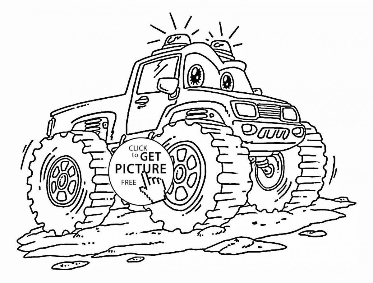 Fascinating Police Monster Truck Coloring Page