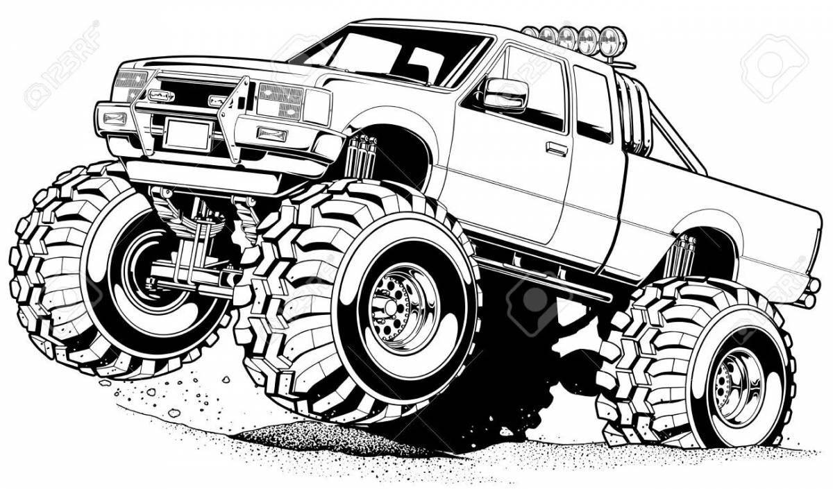 Cop monster truck coloring page