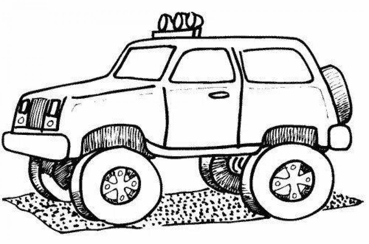 Coloring page wonderful police monster truck